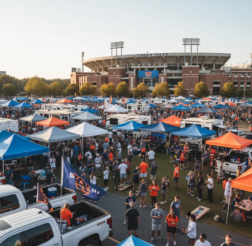 People Tailgating For The Big Game At Jordan Hare Stadium